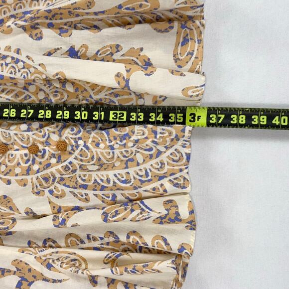 Zara Blogger Fave Women's High Collar Paisley Boho Flared Mini Dress Medium Tan - Picture 12 of 14